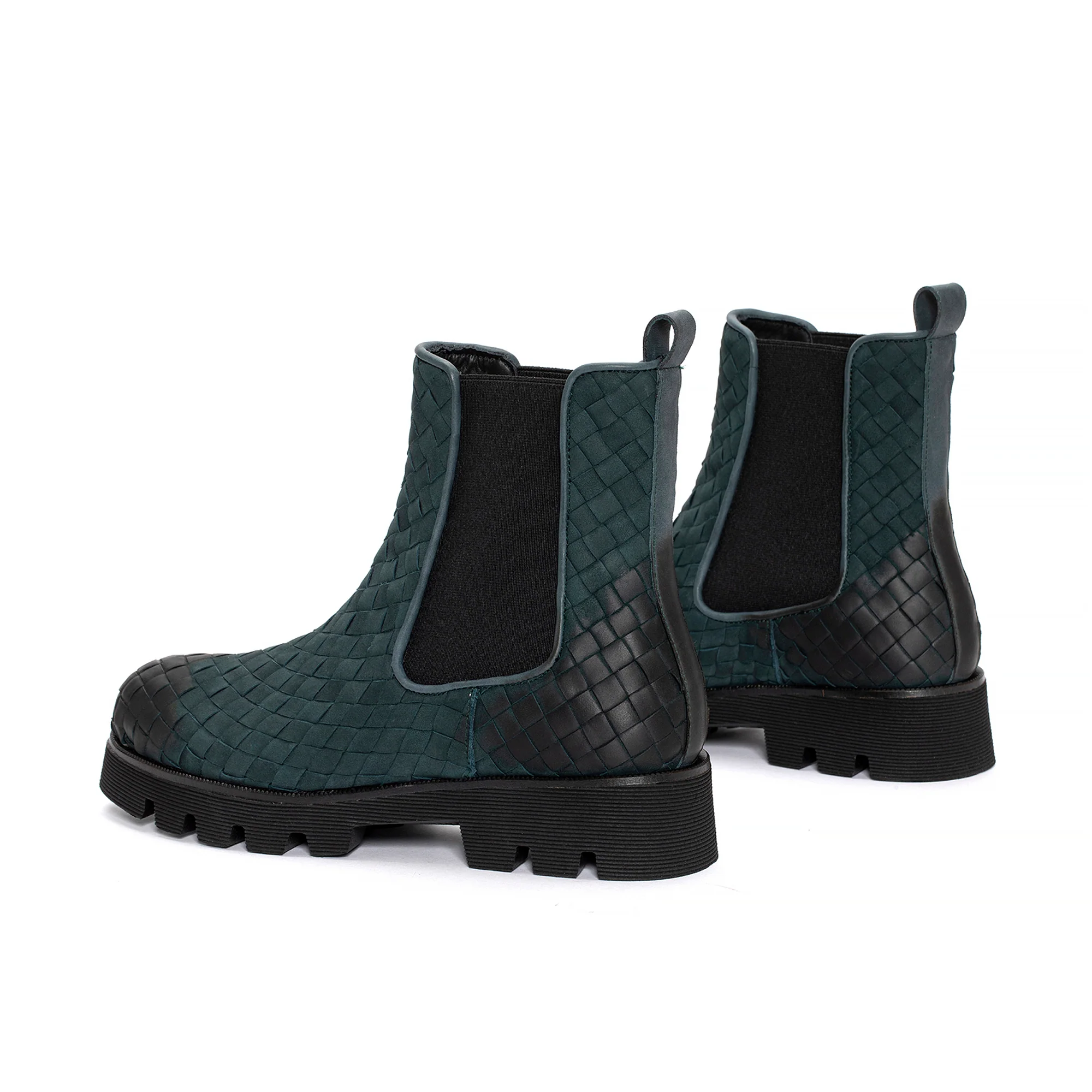 BOTIN PLATAFORMA JENNY TRENZADO 10MM VELVET PETROLEO - Image 3