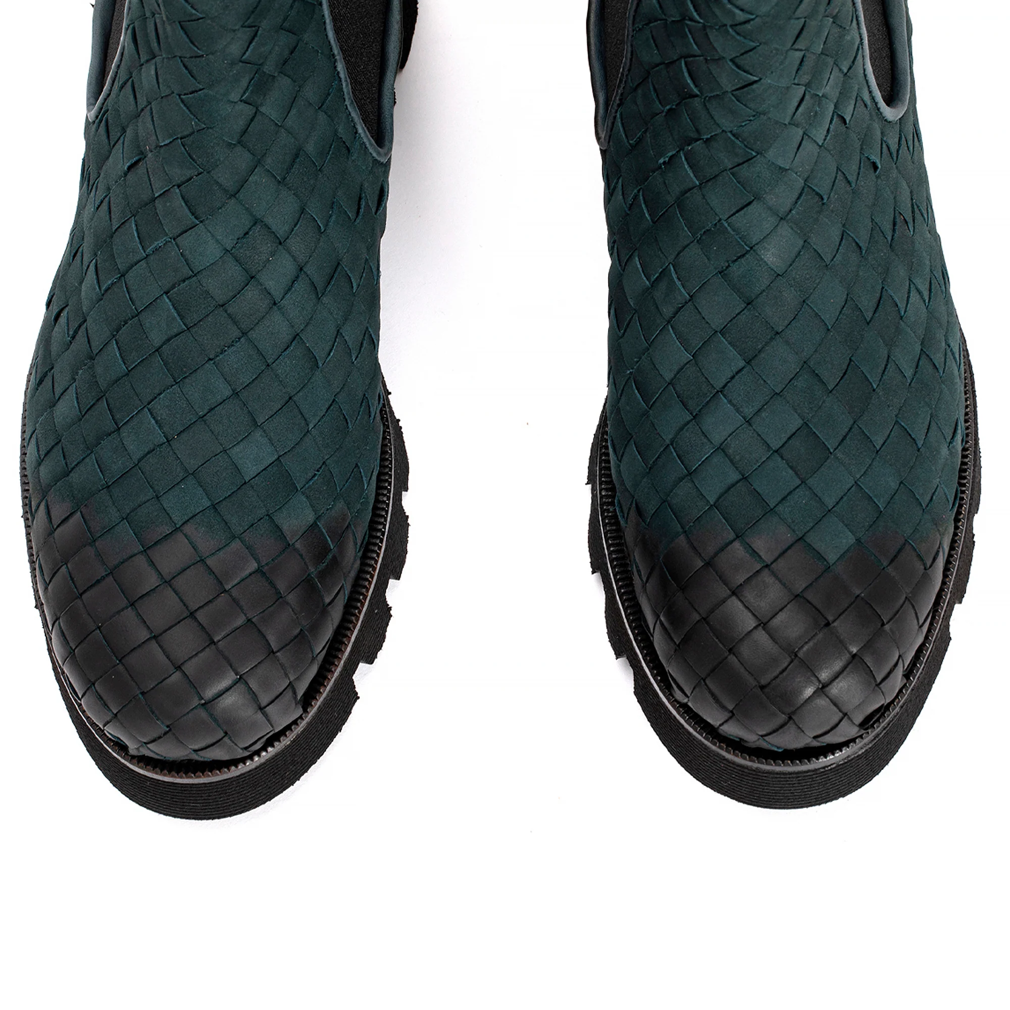 BOTIN PLATAFORMA JENNY TRENZADO 10MM VELVET PETROLEO - Image 4
