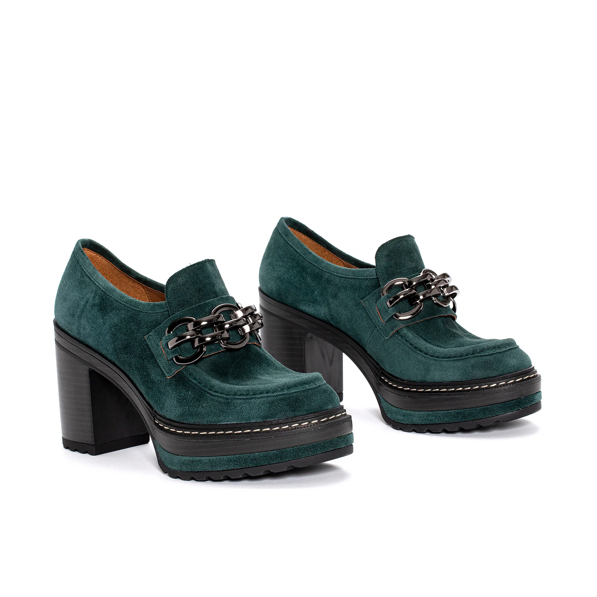 ZAPATO TACON OLIVIA VELOUR PETROLEO - Image 2