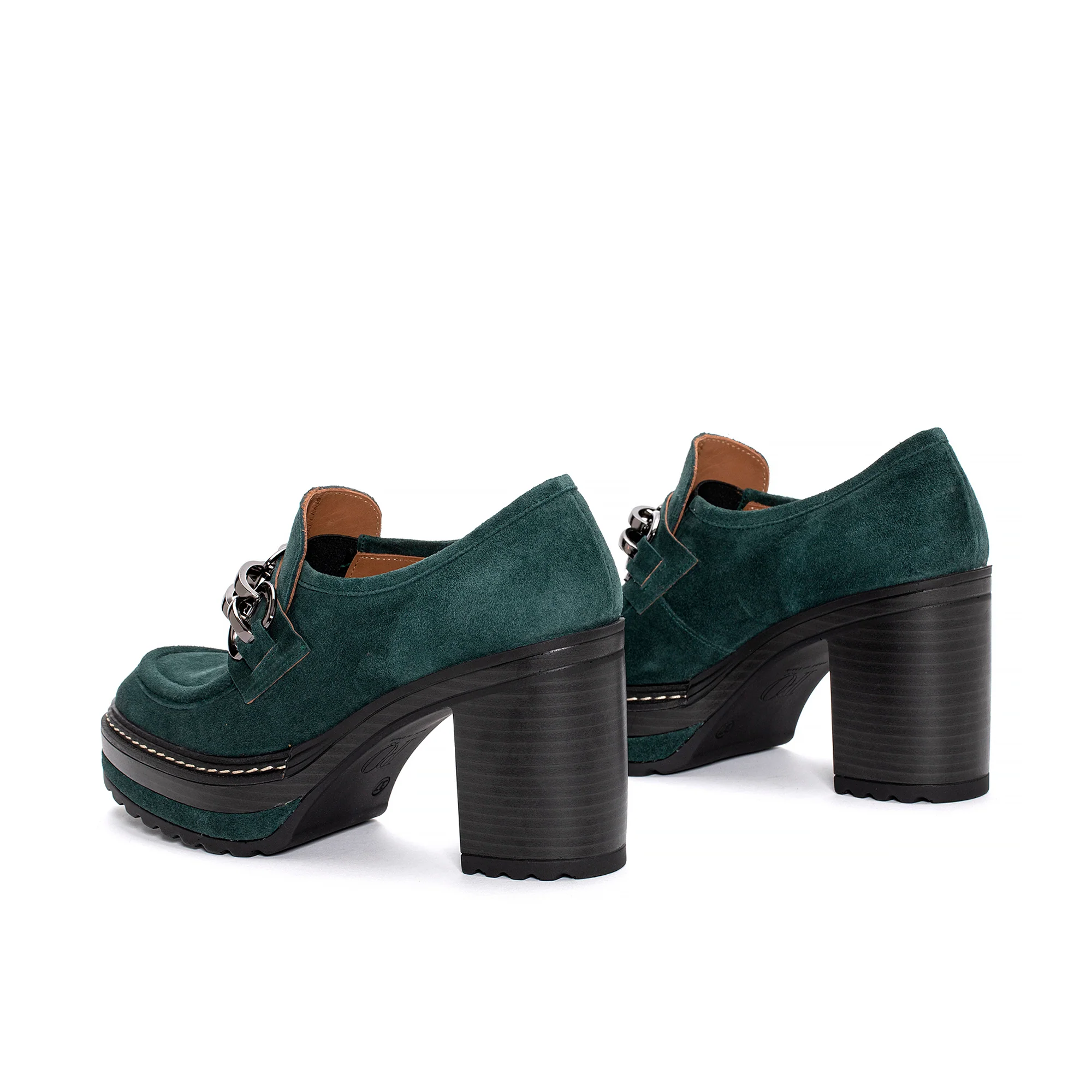 ZAPATO TACON OLIVIA VELOUR PETROLEO - Image 3