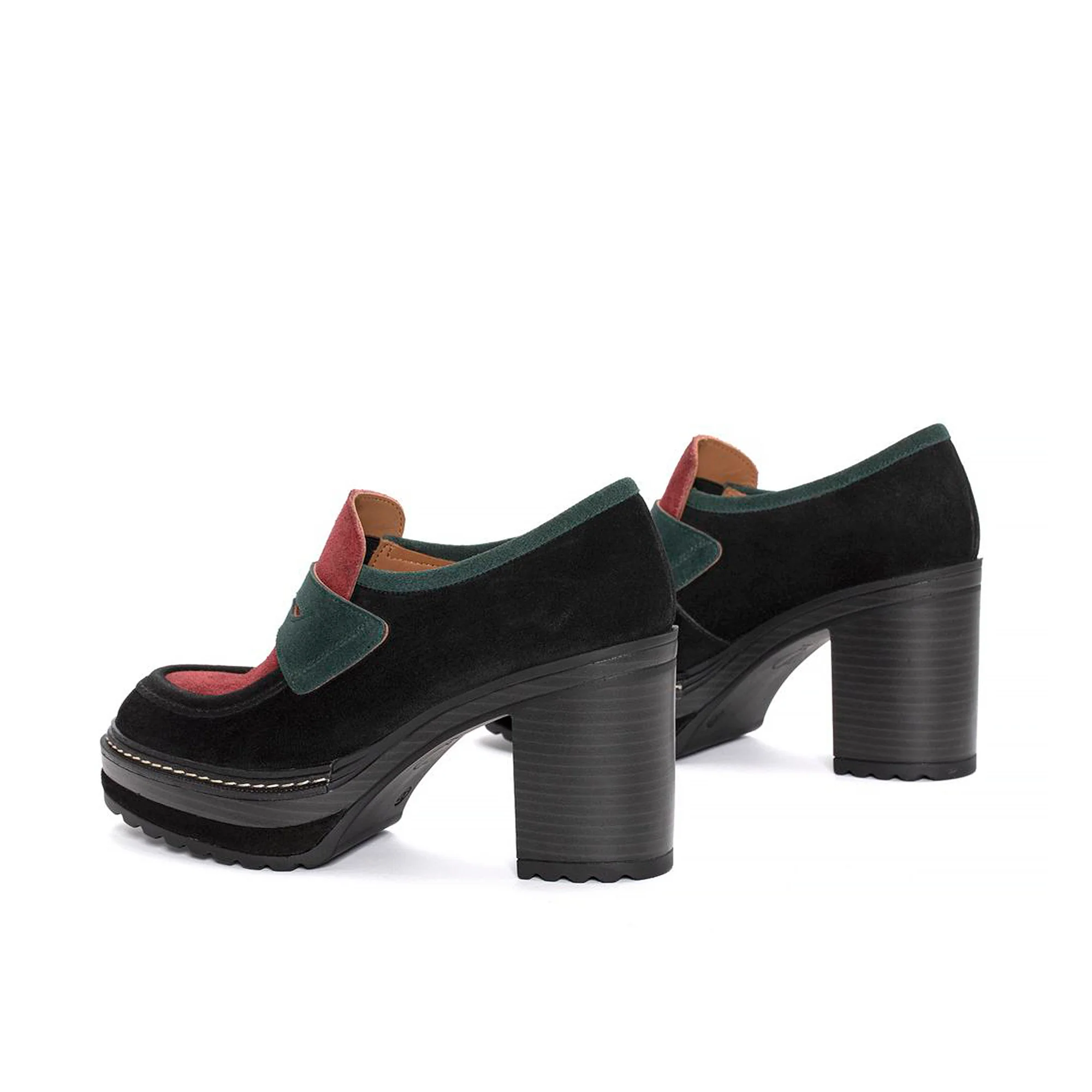 ZAPATO TACON OLIVIA COMBI VELOUR PETROLEO - Image 3