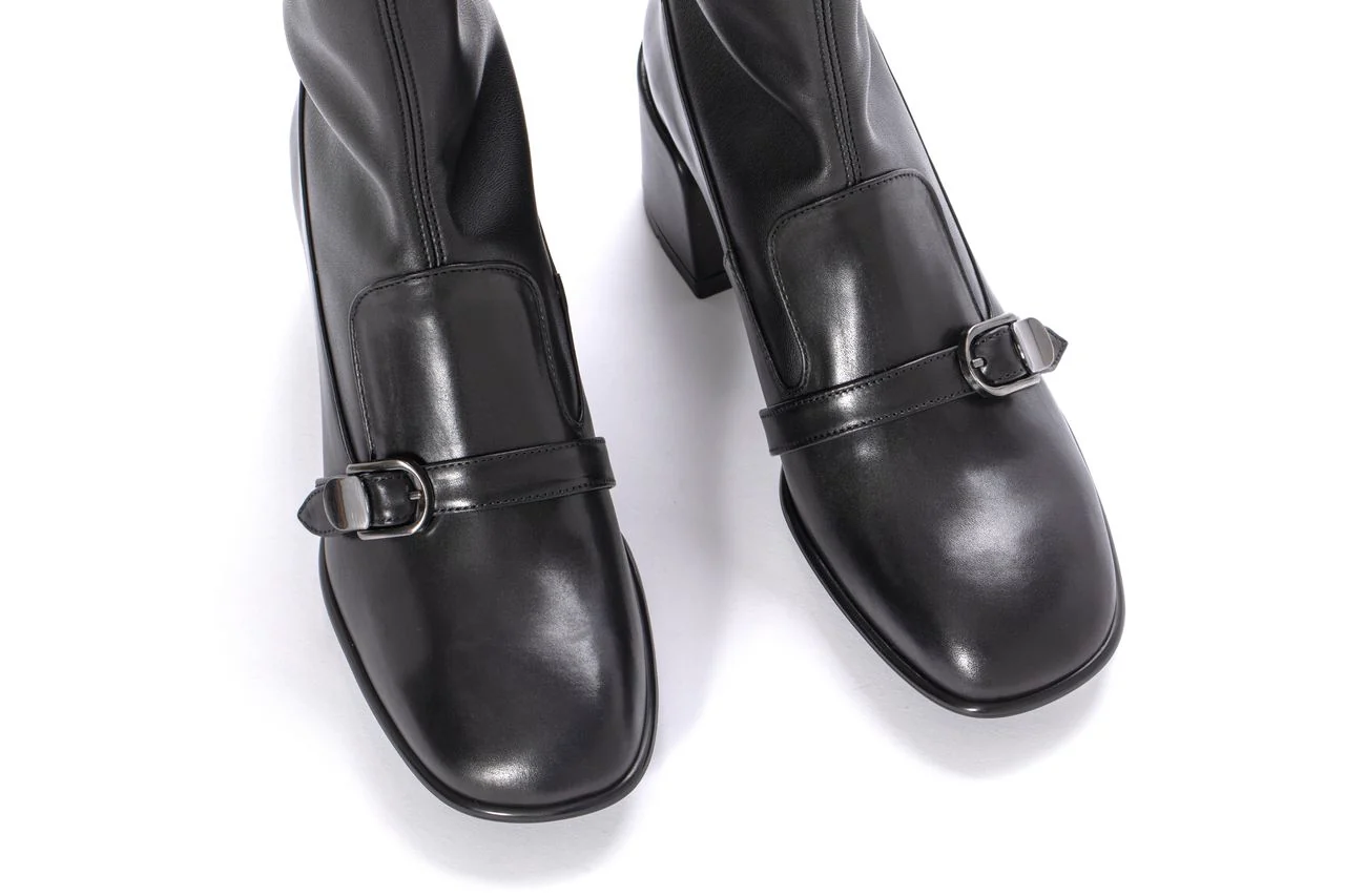 BOTIN TACON VICHY BABY CALF + NAPA STRECH NEGRO - Image 4