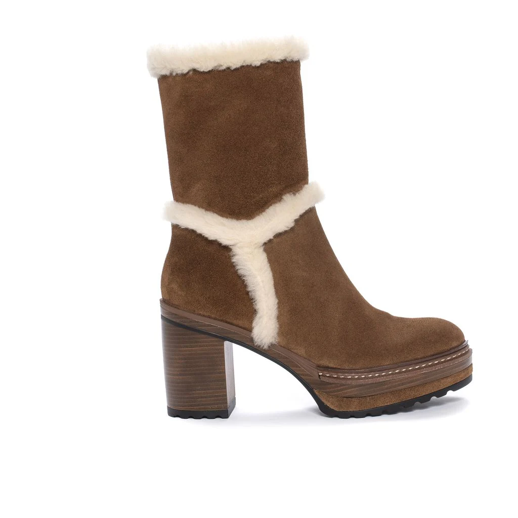 BOTIN TACON OLIVIA VELOUR TOFFE + MOUTON BEIGE - Image 2