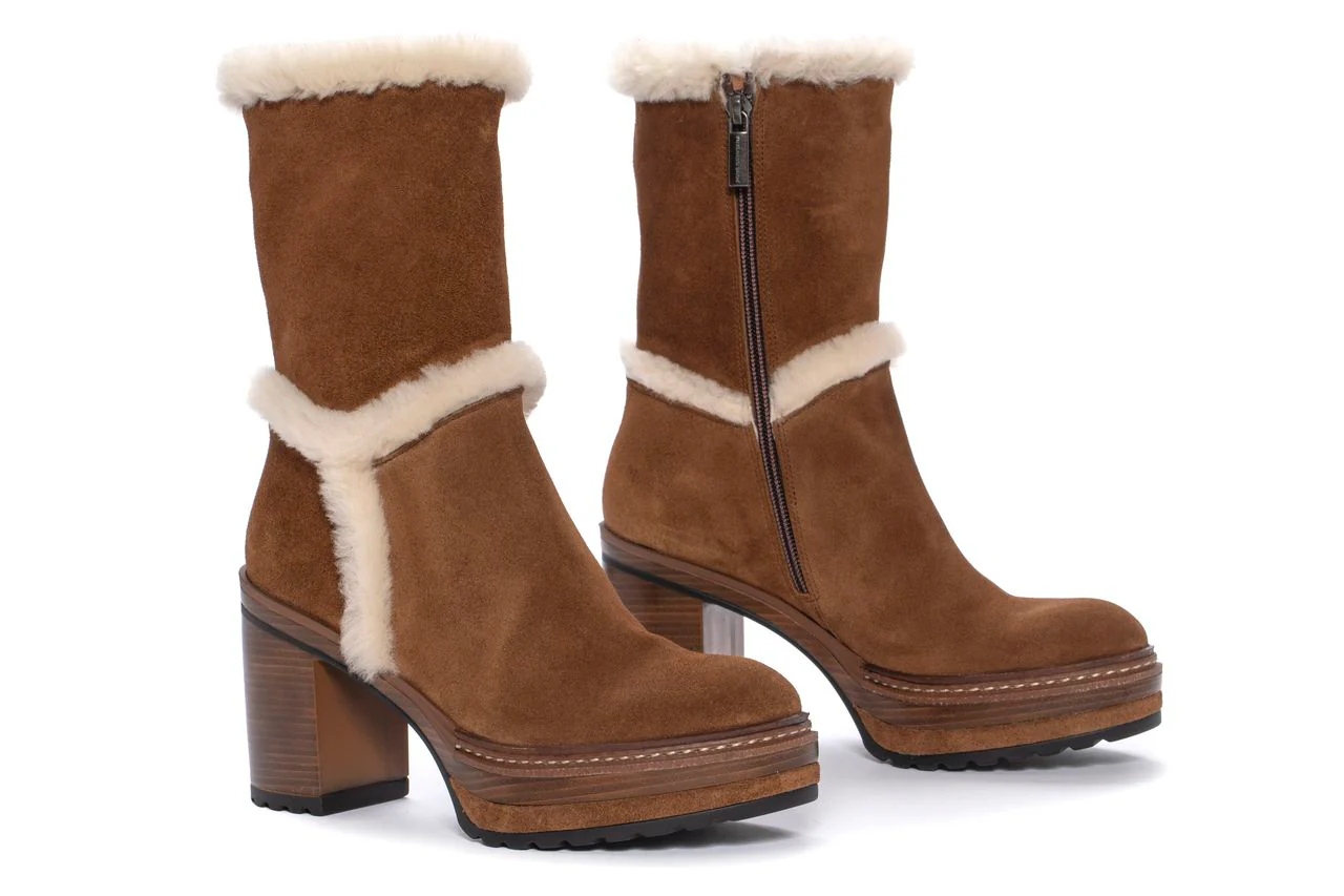 BOTIN TACON OLIVIA VELOUR TOFFE + MOUTON BEIGE - Image 3