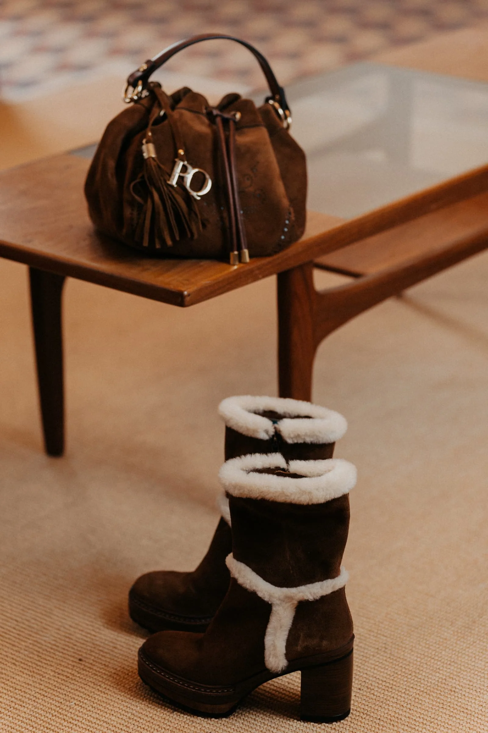 BOTIN TACON OLIVIA VELOUR TOFFE + MOUTON BEIGE - Image 4