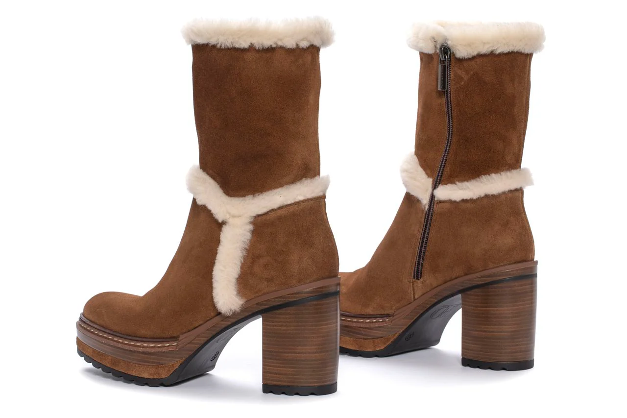 BOTIN TACON OLIVIA VELOUR TOFFE + MOUTON BEIGE - Image 5