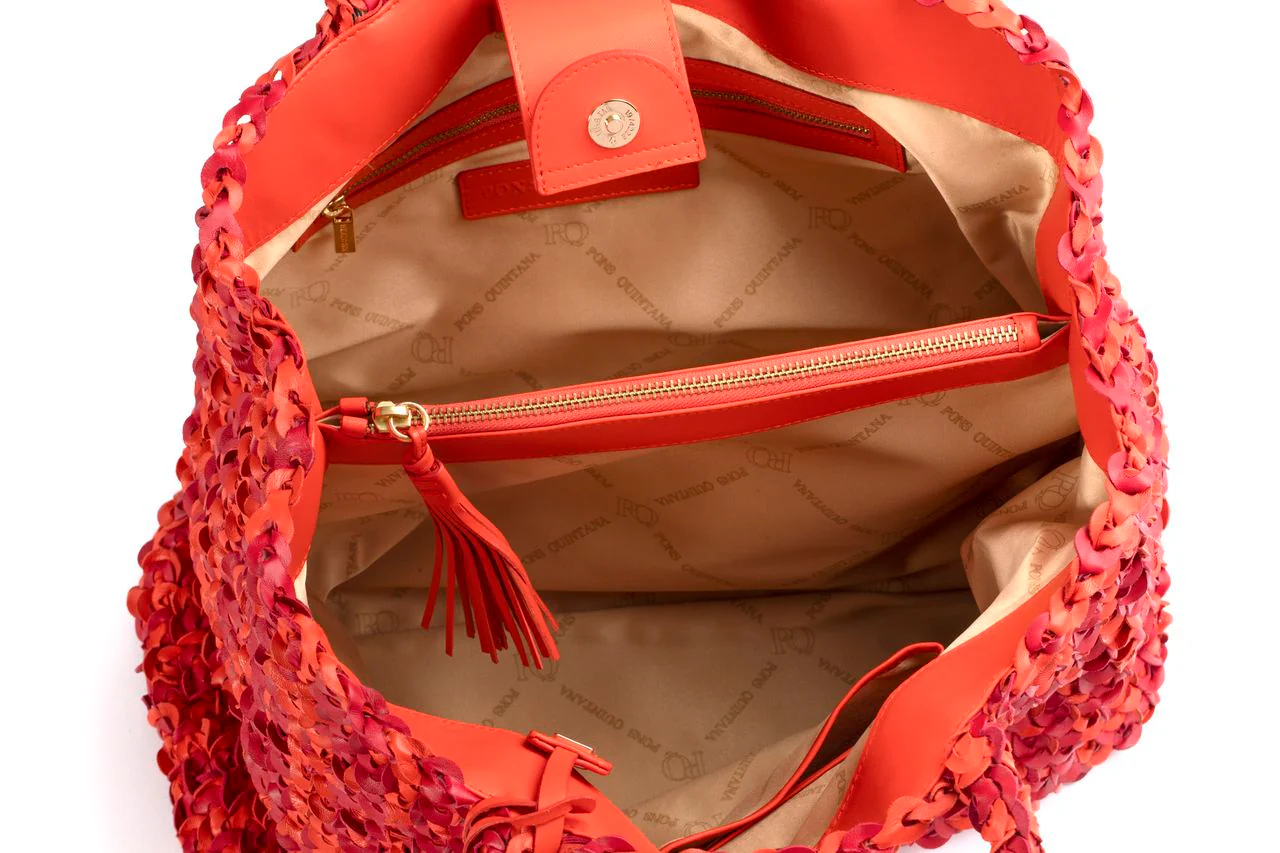 BOLSO DE HOMBRO V253 NAPA MANDARINA+RUBI - Image 3